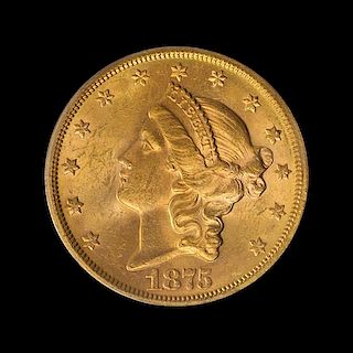 A United States 1875-S Liberty Head $20 Gold Coin
