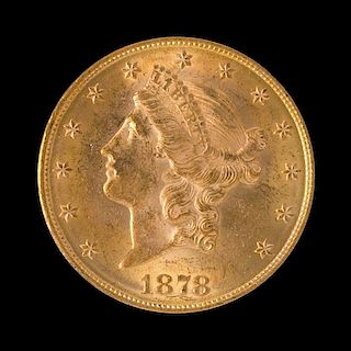 A United States 1878 Liberty Head $20 Gold Coin