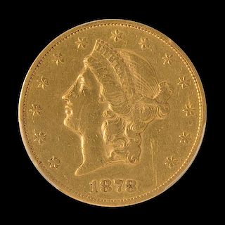 A United States 1878-CC Liberty Head $20 Gold Coin