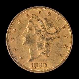 A United States 1880 Liberty Head $20 Gold Coin
