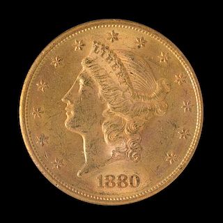 A United States 1880-S Liberty Head $20 Gold Coin