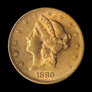 A United States 1880-S Liberty Head $20 Gold Coin