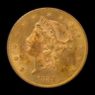 A United States 1884-CC Liberty Head $20 Gold Coin