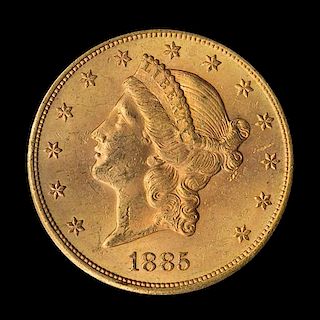 A United States 1885-S Liberty Head $20 Gold Coin