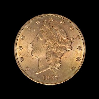 A United States 1887-S Liberty Head $20 Gold Coin