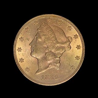 A United States 1889-S Liberty Head $20 Gold Coin