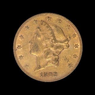 A United States 1892 Liberty Head $20 Gold Coin
