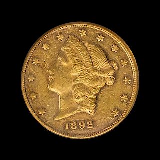A United States 1892-CC Liberty Head $20 Gold Coin