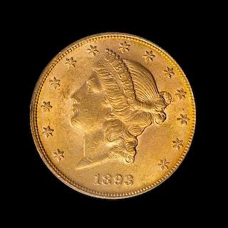 A United States 1893 Liberty Head $20 Gold Coin