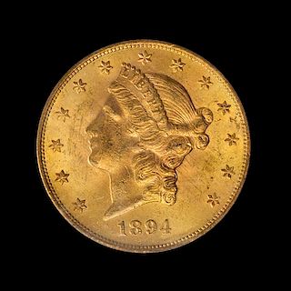 A United States 1894-S Liberty Head $20 Gold Coin