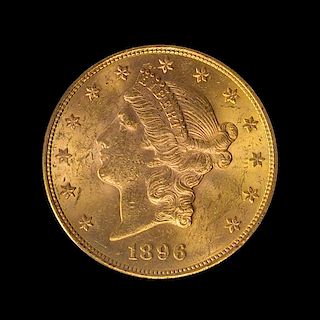 A United States 1896-S Liberty Head $20 Gold Coin