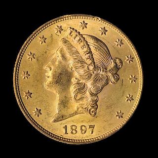 A United States 1897-S Liberty Head $20 Gold Coin