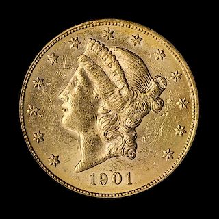A United States 1901-S Liberty Head $20 Gold Coin