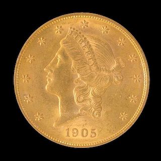 A United States 1905 Liberty Head $20 Gold Coin