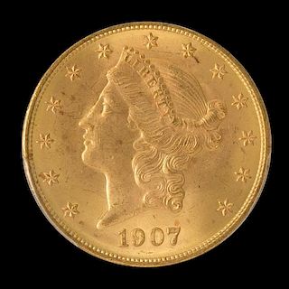 A United States 1907-D Liberty Head $20 Gold Coin