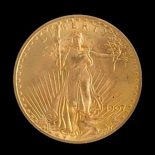 A United States 1907 Saint-Gaudens $20 Gold Coin