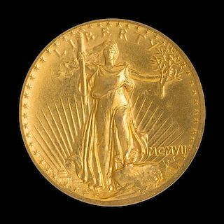 A United States 1907 Saint-Gaudens: High Relief-Flat Edge $20 Gold Coin