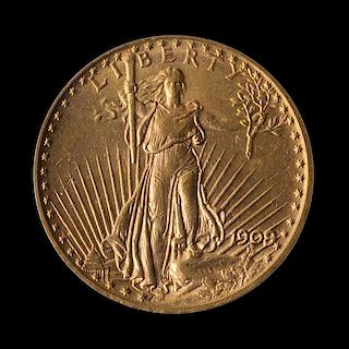 A United States 1909/8 Saint-Gaudens $20 Gold Coin