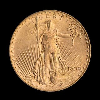 A United States 1909-S Saint-Gaudens $20 Gold Coin