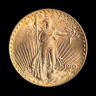 A United States 1910-D Saint-Gaudens $20 Gold Coin