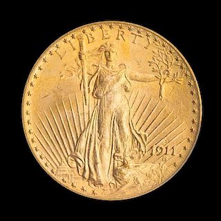 A United States 1911-D Saint-Gaudens $20 Gold Coin