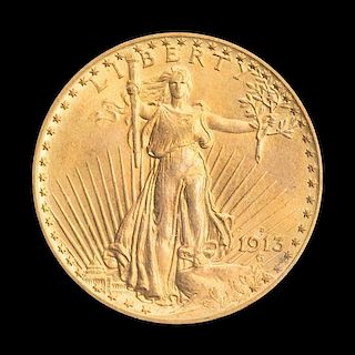 A United States 1913-D Saint-Gaudens $20 Gold Coin