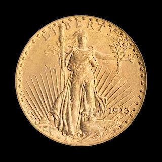 A United States 1913-D Saint-Gaudens $20 Gold Coin