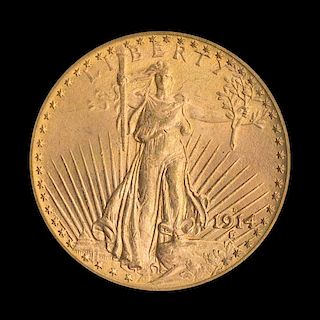 A United States 1914-D Saint-Gaudens $20 Gold Coin