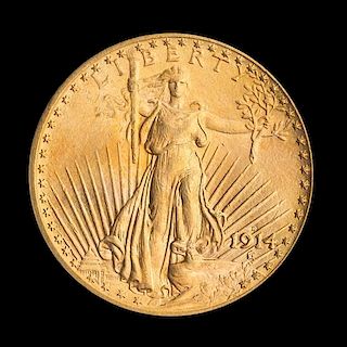 A United States 1914-D Saint-Gaudens $20 Gold Coin