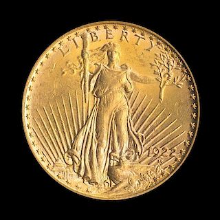 A United States 1922 Saint-Gaudens $20 Gold Coin