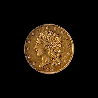 A United States 1838 Classic Head $5 Gold Coin