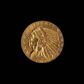A United States 1912 Indian Head $5 Gold Coin