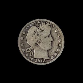 A United States 1913-S Barber 25c Coin