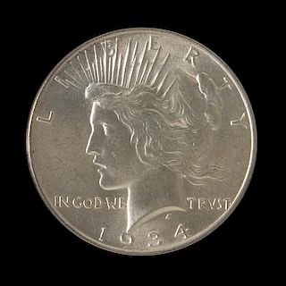 A United States 1934 Peace Silver Dollar Coin