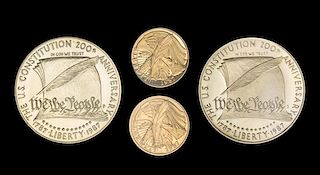 A United States 1987 Constitution Bicentennial Commemorative 4 Coin Set