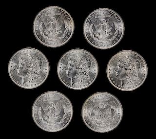 A Group of Seven United States 1888 Morgan Silver Dollar Coins