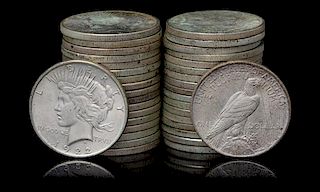 A Group of Thirty Seven United States 1922 Peace Silver Dollar Coins