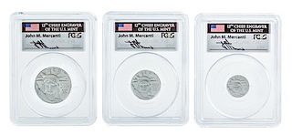 * A Group of Three United States 2006-W Statue of Liberty Platinum Proofs
