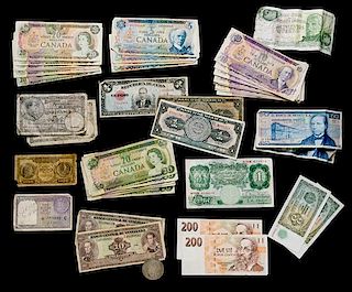 A Collection of International Coins and Paper Money