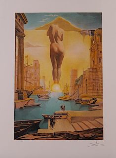 SALVADOR DALI (1904-1989): DALI'S HAND DRAWING BACK THE GOLDEN FLEECE IN THE FORM OF A CLOUD TO SHOW GALA, COMPLETELY NUDE, T