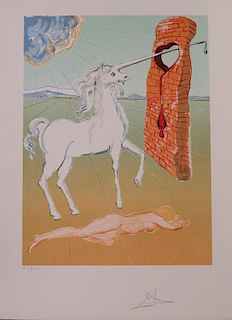 SALVADOR DALI (1904-1989): THE AGONY OF LOVE (THE UNICORN), FROM THE RETROSPECTIVE SUITE