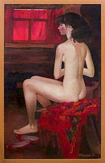 INNA ALEXEYEVNA SHIROKOVA (b. 1937): THE RED SHAWL
