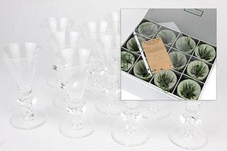 A set of 12 Steuben clear crystal ''Teardrop'' goblets