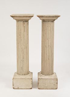 PAIR OF PAINTED FLUTED DORIC COLUMNS