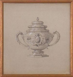20TH CENTURY SCHOOL: DESIGN FOR SILVER PUNCH BOWL; AND DESIGN FOR SILVER CUP AND COVER