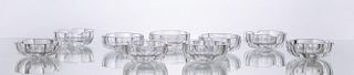 GROUP OF NINE BACCARAT GLASS VIDE POCHES