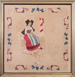 TWO CONTINENTAL EMBROIDERY PANELS