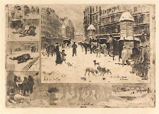 F-lix Hilaire Buhot F-lix Hilaire Buhot, (French, 1847-1898), L'Hiver - Paris, 1879