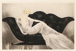 Louis Icart, (French, 1888-1950), Le sofa, 1937