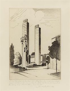 * John Taylor Arms, (American, 1889-1953), Sketch, New York World's Fair No 2, 1939